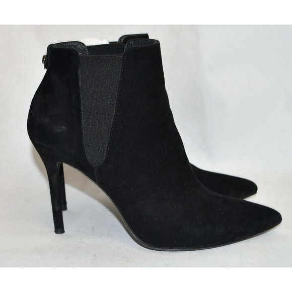 $500 STUART WEITZMAN Apogee Bootie SLEEK POINTY TOE BLACK SUEDE 5.5 (K15) CLASSY - Picture 5 of 9